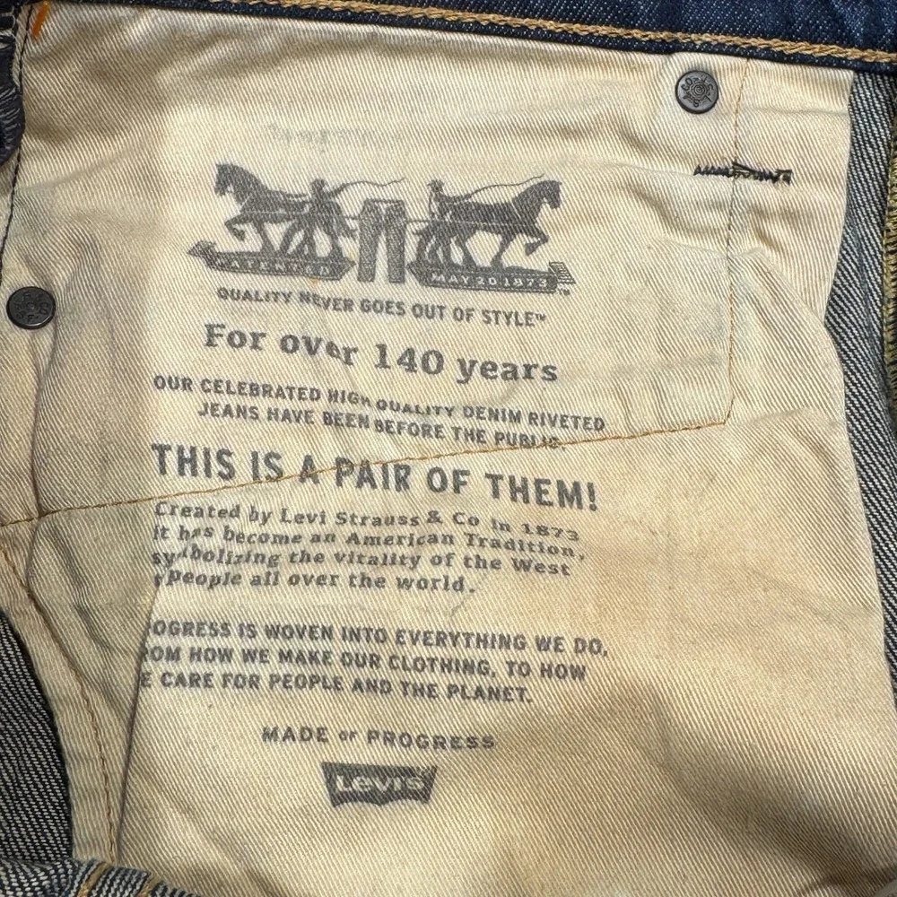 Levi's Straight Blue Denim Jeans White Oak Cone Made in USA 500 Series 34x32 Zip
